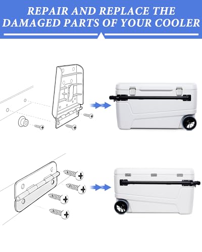 ATESMO Cooler Hinges & Latch Replacement for Igloo Cooler Replacement Parts Set, Stainless Steel Latch and Hinge Parts Kit with High-Strength Screws - Image 5