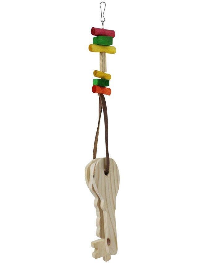 Winkh Wood Pawcloud Natural Pine Key Bird Toy for Small & Medium Size Birds (Multicolor)