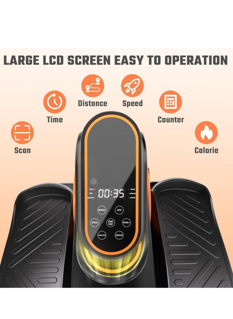 WALALLA Under Desk Elliptical Machine, Ellipse Leg Exerciser for Seniors, Quiet & Portable Electric Seated Pedal Exerciser with Remote Control & 12 Adjustable Speeds, black Orange - Image 3