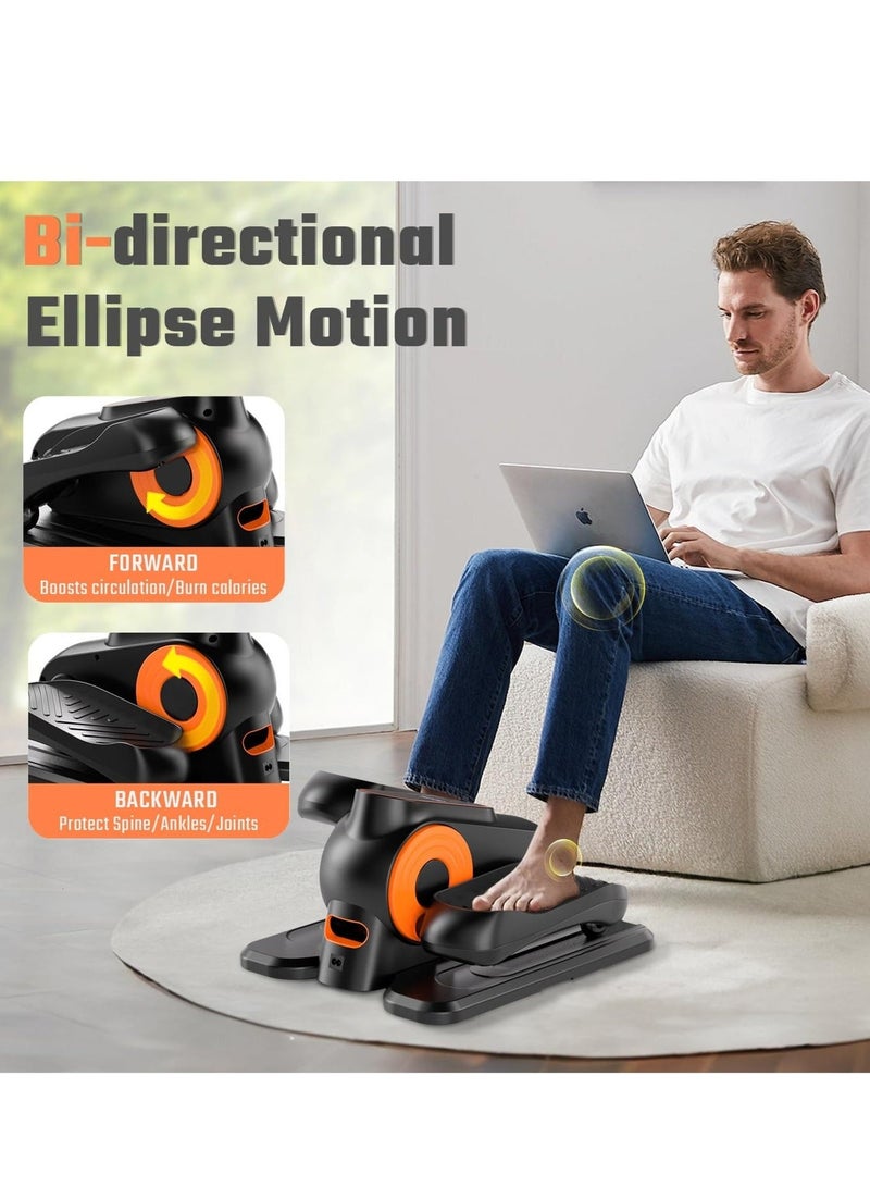 WALALLA Under Desk Elliptical Machine, Ellipse Leg Exerciser for Seniors, Quiet & Portable Electric Seated Pedal Exerciser with Remote Control & 12 Adjustable Speeds, black Orange - Image 5