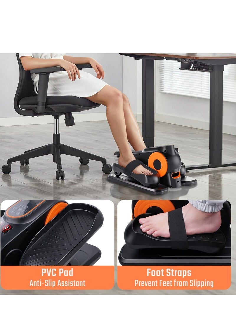 WALALLA Under Desk Elliptical Machine, Ellipse Leg Exerciser for Seniors, Quiet & Portable Electric Seated Pedal Exerciser with Remote Control & 12 Adjustable Speeds, black Orange - Image 4