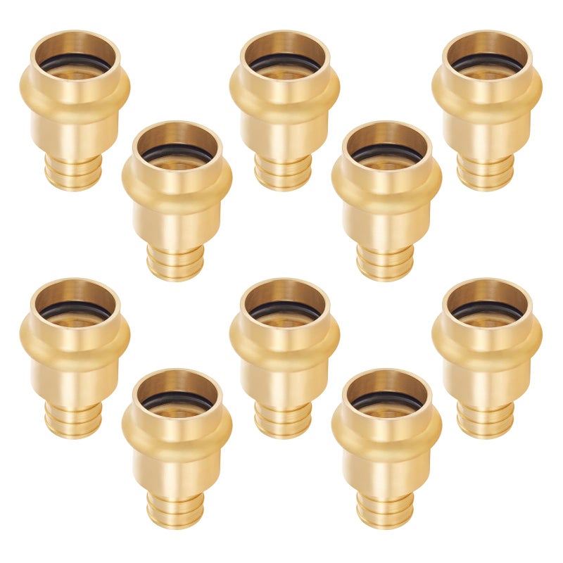 GUOFIS 34Inch PEX Copper Press Fittings34 Press X 34 PEX Crimp Coupling Adapter for Copper and Pex Pipe Connection10PackLF Brass MaterialPEX1807346 - Image 2