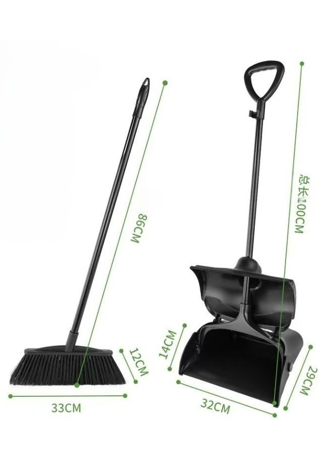 Broom and Dustpan Set with Lid, Stand Up Broom and Dustpan, Outdoor Or Indoor Dust Pan with Long Handle for Office Home Kitchen Lobby Floor Use - Image 5