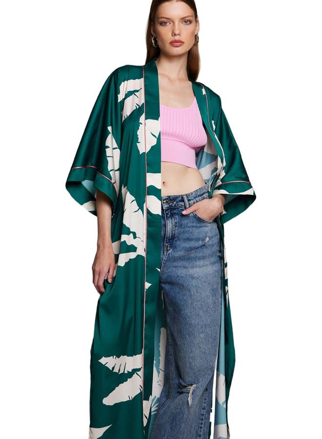 BSB Satin printed kimono with belt - Image 1