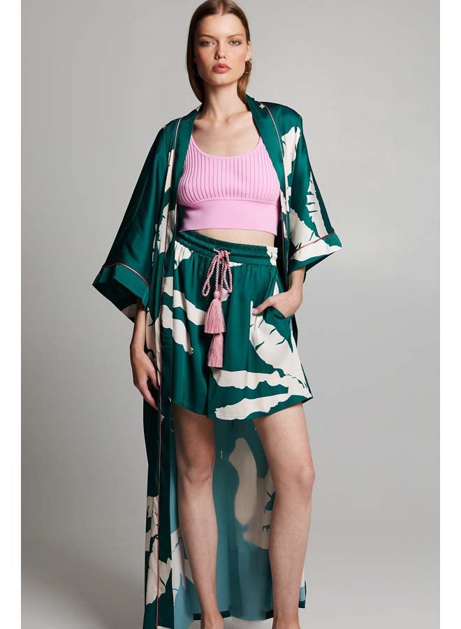 BSB Satin printed kimono with belt - Image 4