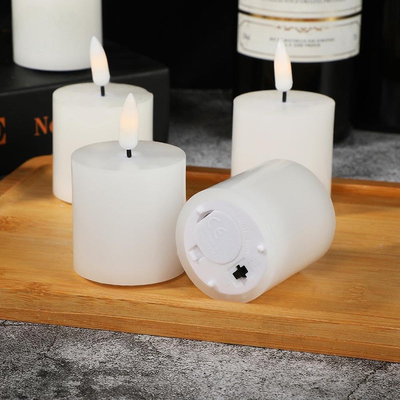 LTETTES 2x 2 Real Wax Flameless Votive Candles Realistic Flickering Black Wick CR2450 Battery Operated Candle with Remote Home Decor Festival Wedding Birthday Battery Included Pack of 6 - Image 5