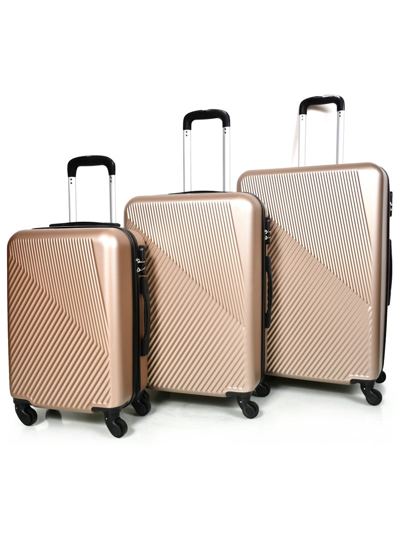 مورانو طقم حقيبة سفر من مورانو متينة و خفيفة الوزن حقيبة باربع بعجلات دوارة مع قفل مدمج (ذهبي طقم من 3 حبة) - Image 2