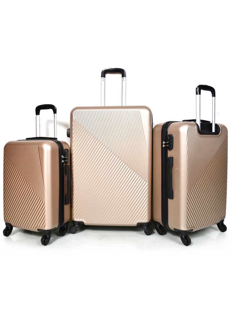 مورانو طقم حقيبة سفر من مورانو متينة و خفيفة الوزن حقيبة باربع بعجلات دوارة مع قفل مدمج (ذهبي طقم من 3 حبة) - Image 1