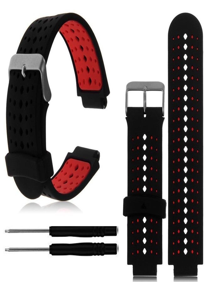 HWHMH سوار سيليكون بديل من HWHMH قطعة واحدة مع أداتين لإزالة الدبابيس لساعات Garmin Forerunner 220/230/235/620/630 (بدون جهاز تتبع، أساور بديلة فقط) (أسود/أحمر) - Image 1