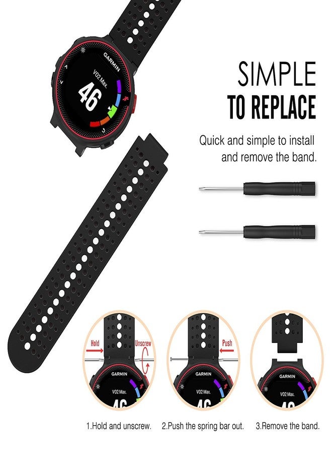 HWHMH سوار سيليكون بديل من HWHMH قطعة واحدة مع أداتين لإزالة الدبابيس لساعات Garmin Forerunner 220/230/235/620/630 (بدون جهاز تتبع، أساور بديلة فقط) (أسود/أحمر) - Image 5