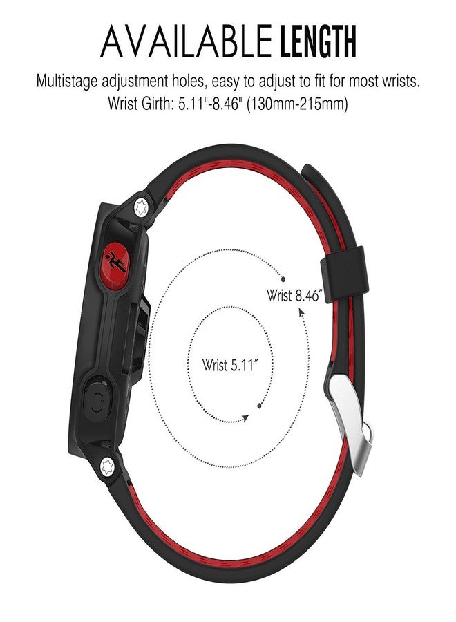 HWHMH سوار سيليكون بديل من HWHMH قطعة واحدة مع أداتين لإزالة الدبابيس لساعات Garmin Forerunner 220/230/235/620/630 (بدون جهاز تتبع، أساور بديلة فقط) (أسود/أحمر) - Image 4