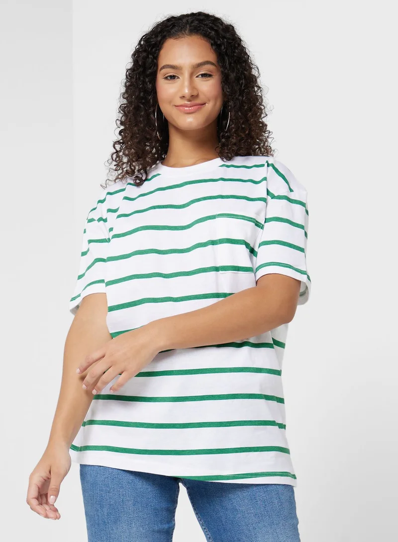 In the style Striped Pocket Detail T-Shirt