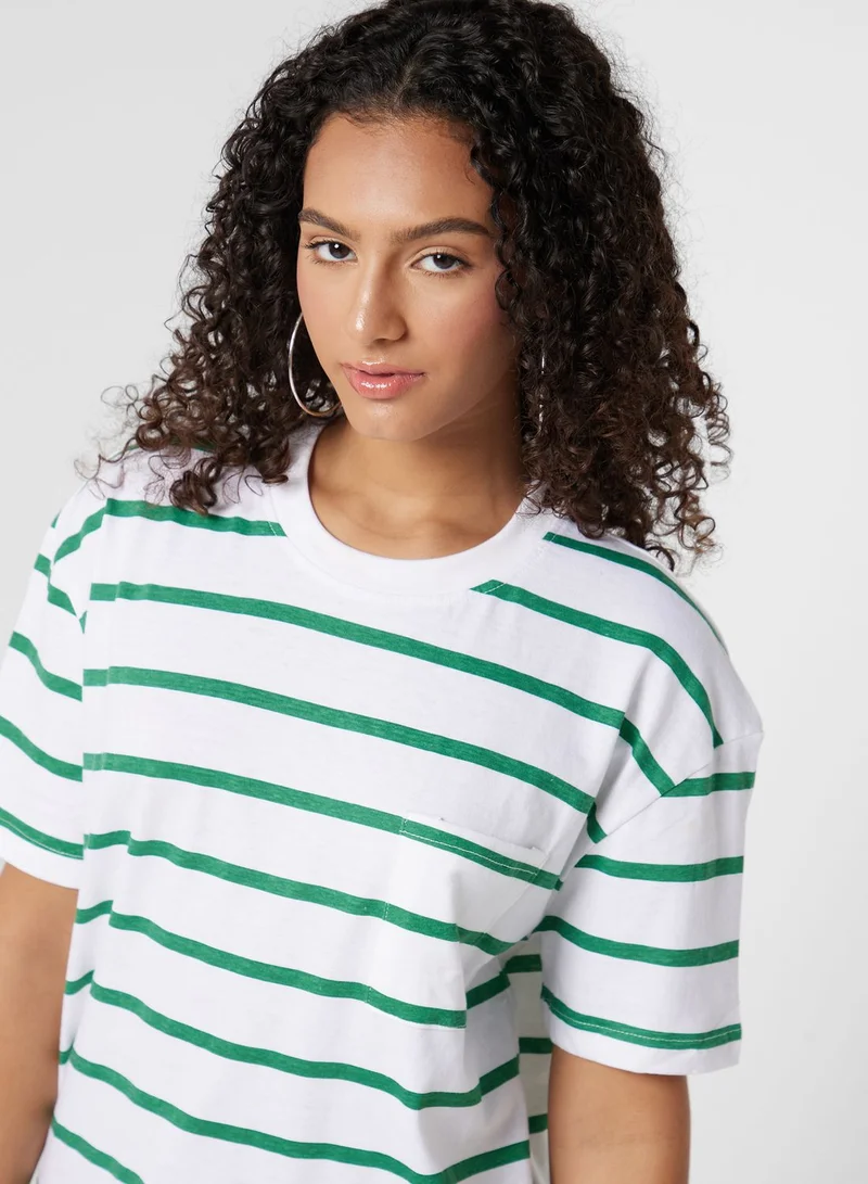 In the style Striped Pocket Detail T-Shirt