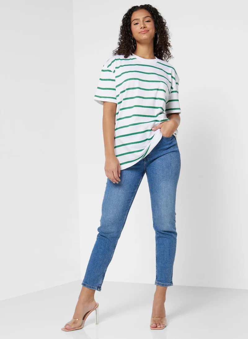 In the style Striped Pocket Detail T-Shirt