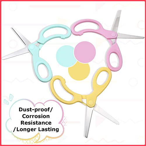 Mudder 3 Pieces Left Handed Scissors Kids Age 8-12 5.9 Inch Back to School Gifts Safety Children Scissors with Blunt Tip Stainless Steel Blades and Grip for Home (Pink,Light Green,Yellow) - Image 4