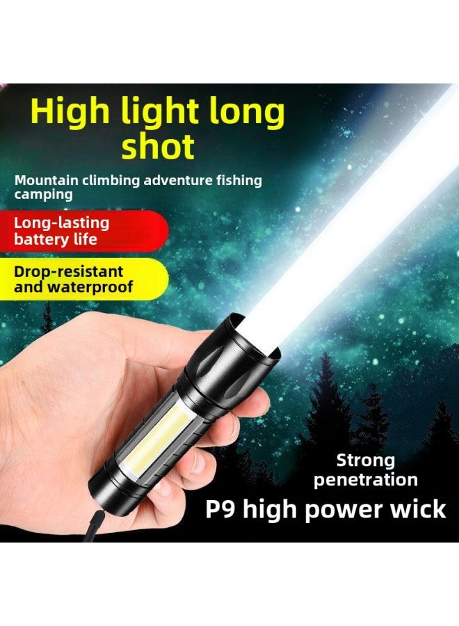 Flashlight Rechargeable USB Outdoor Super Bright Long-range Home Emergency Light Soldier Mini Student A Wholesale-Product Specifications:Rechargeable Model [12 Thousand Large Capacity] Special Forces-96% User Collection Priority Delivery + Warranty + Original Cable  - Image 1