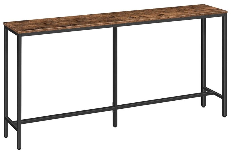 تشولوفز طاولة كونسول رفيعة، طاولة أريكة ضيقة، طاولة طويلة خلف الأريكة، طاولة مدخل رفيعة للممر، غرفة المعيشة، بني ريفي، طاولة جانبية صناعية، سهلة التجميع - Image 1