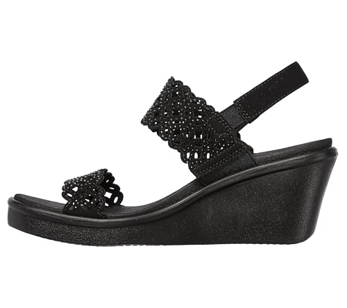 Skechers Cali Women's womens Rumble on - Sassy Dayz Wedge Sandal, Black/Black, 7 US - Image 2