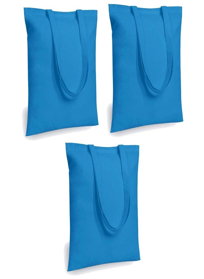 Lify Canvas Tote Bags Bulk Shopping Bag for Crafts, DIY Reusable Grocery Bag, 14 X 16 Inch - 3 Piece Pack (Blue-3Pcs, 14’’ (35.56 CM) x 16’’ (40.64 CM)) - Image 1