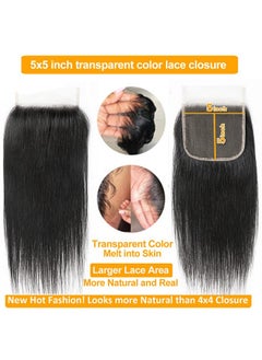 QTHAIR 14A 5X5 Hd Lace Closure Only Human Hair Closures Brazilian Straight Transparent Lace Closure With Real Virgin Brazilian Hair Preplucked Hair Line Knots Can Be Bleached 12  - Image 2
