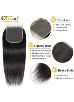 QTHAIR 14A 5X5 Hd Lace Closure Only Human Hair Closures Brazilian Straight Transparent Lace Closure With Real Virgin Brazilian Hair Preplucked Hair Line Knots Can Be Bleached 12  - Image 5