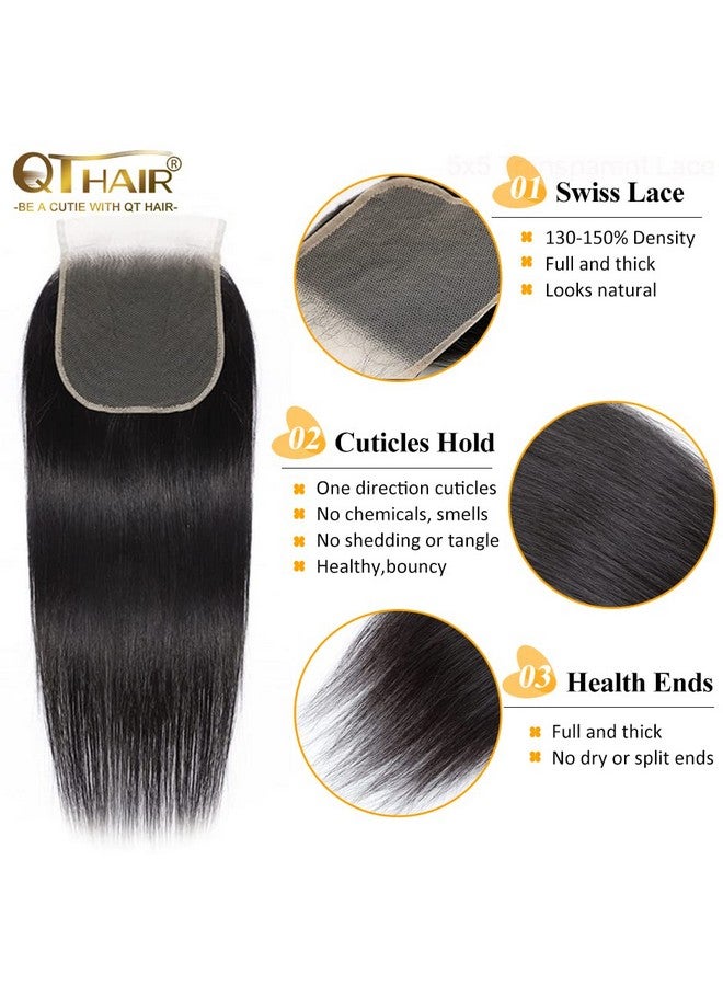 QTHAIR 14A 5X5 Hd Lace Closure Only Human Hair Closures Brazilian Straight Transparent Lace Closure With Real Virgin Brazilian Hair Preplucked Hair Line Knots Can Be Bleached 12 - Image 5