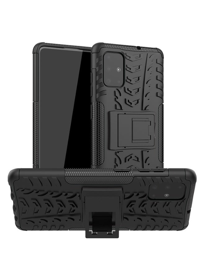 Case Cover Shock resistant  Kickstand TPU + PC Compatible with  Samsung Galaxy A71 4G (Black) - Image 1