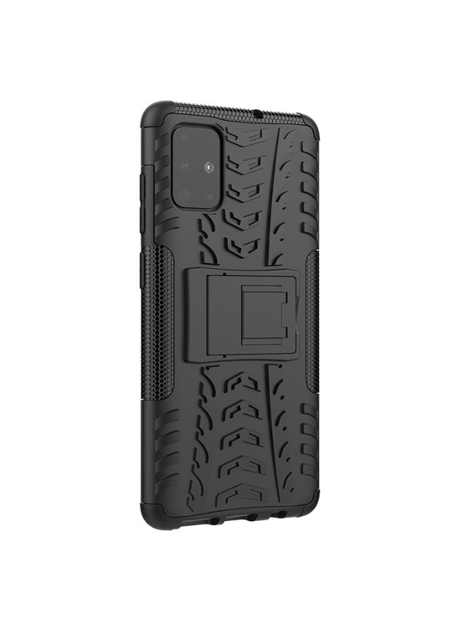 Case Cover Shock resistant  Kickstand TPU + PC Compatible with  Samsung Galaxy A71 4G (Black) - Image 3