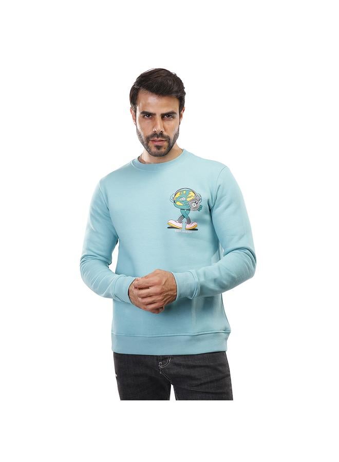 كوب سويت شيرت رجالي بطبعة أمامية وخلفية بياقة دائرية - Image 1