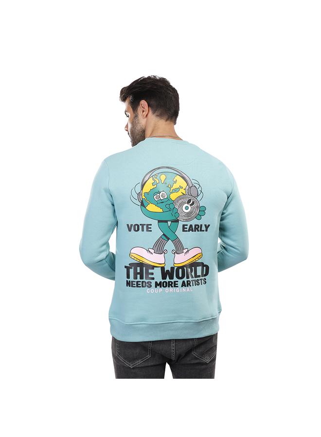 كوب سويت شيرت رجالي بطبعة أمامية وخلفية بياقة دائرية - Image 3