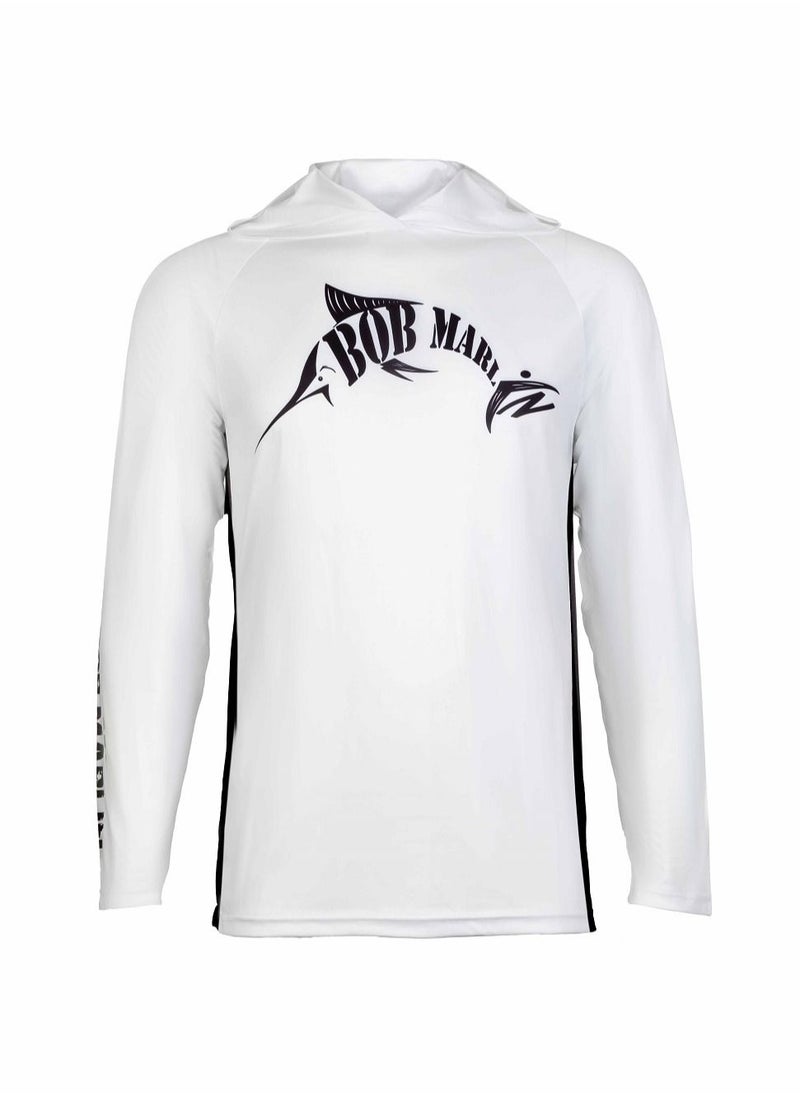 BOB MARLIN - Marlin Upf50 Long Sleeve Performance Hoody Bm White - Image 1