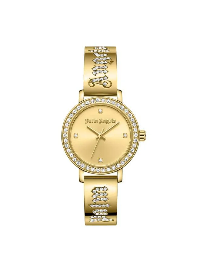 Palm Angels Mira Champagne Gold Dial Gold Stainless Steel Bracelet Analog Watch for Women, 28mm