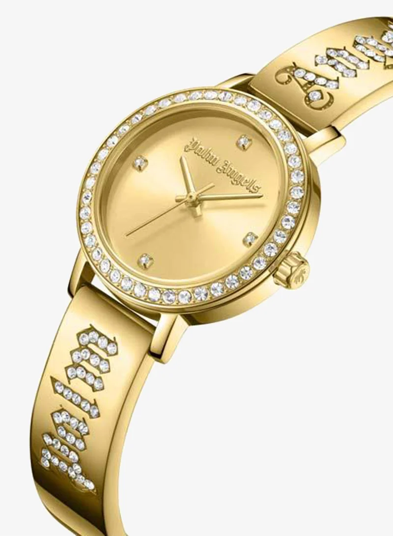 Palm Angels Mira Champagne Gold Dial Gold Stainless Steel Bracelet Analog Watch for Women, 28mm
