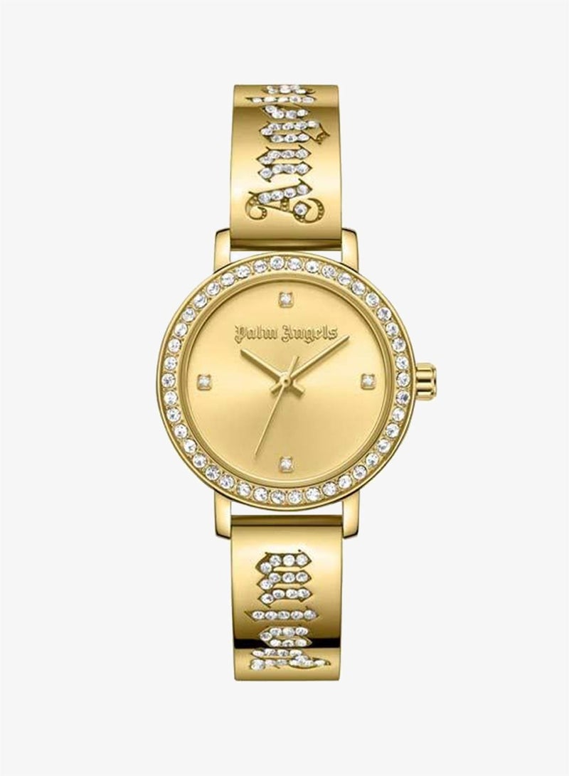 Palm Angels Mira Champagne Gold Dial Gold Stainless Steel Bracelet Analog Watch for Women, 28mm - Image 1