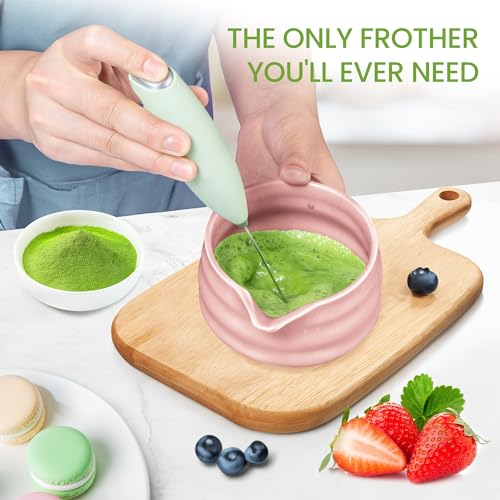 ELIMTEC Matcha Whisk Set and Bowl, Matcha Making Kit Whisk, Bowl With Spout, Sifter, Ceramic Whisk Holder, Spoon Japanese Tea Powder Starter Tools For Ceremony Gift (Pink, 9 Pack) - Image 5