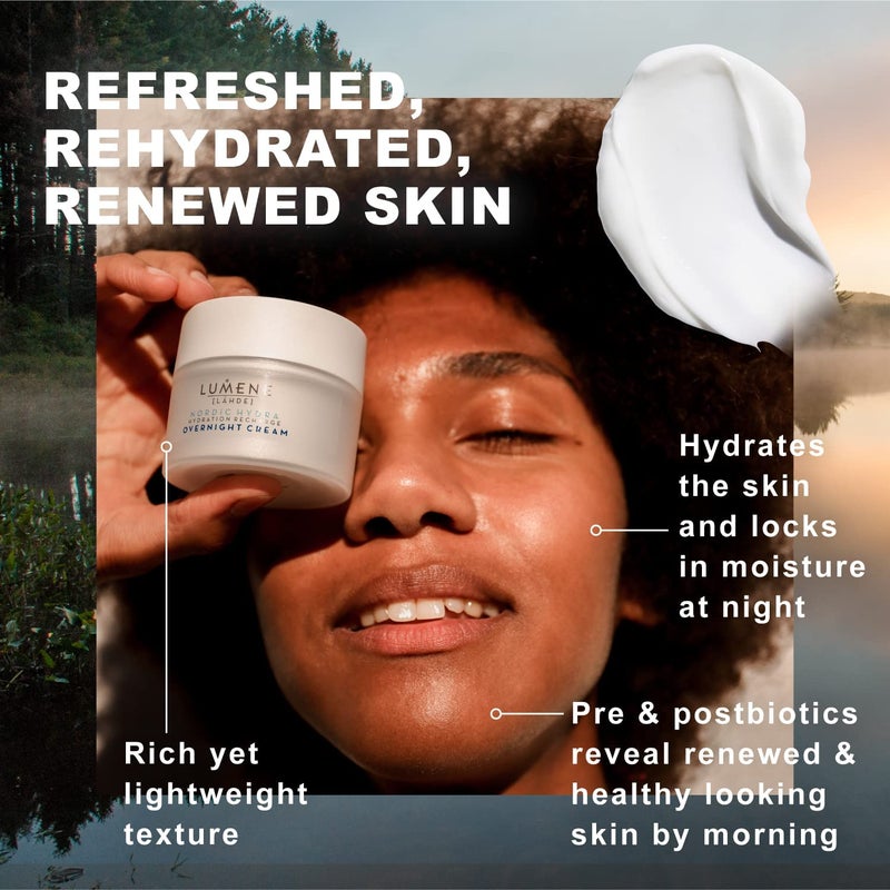 Lumene Nordic Hydra [Lahde] Hydration Recharge Overnight Cream - Lightweight, Hydrating Face Cream with Hyaluronic Acid, Arctic Water + Nordic Birch Sap - Reinforces Natural Moisture Barrier (1.7 oz) - Image 4