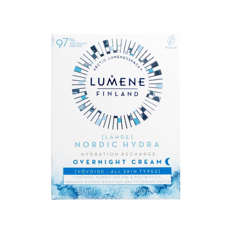 Lumene Nordic Hydra [Lahde] Hydration Recharge Overnight Cream - Lightweight, Hydrating Face Cream with Hyaluronic Acid, Arctic Water + Nordic Birch Sap - Reinforces Natural Moisture Barrier (1.7 oz) - Image 2