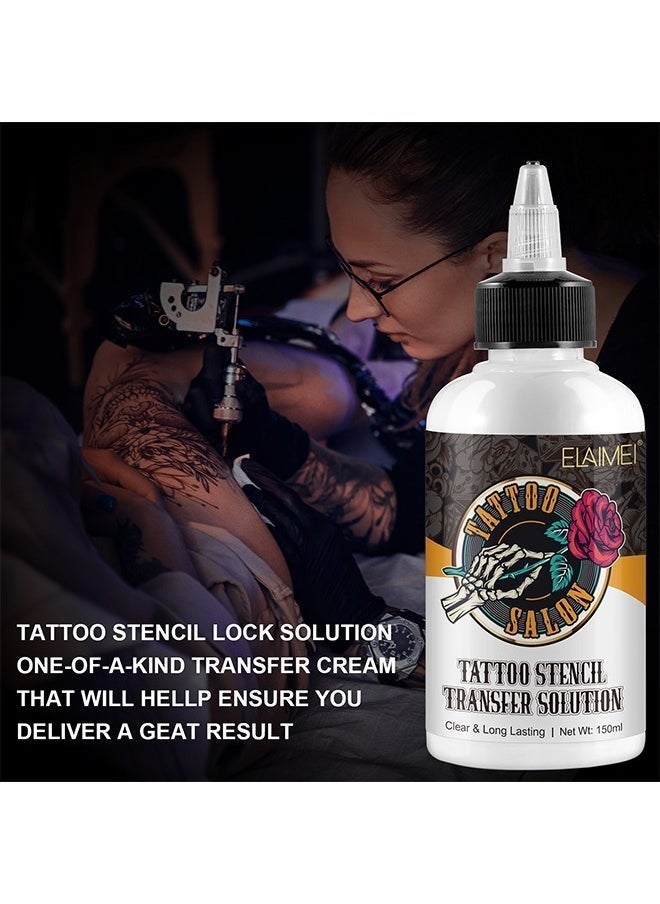 Elaimei - 150ML Tattoo Stencil Transfer Gel Solution, Professional Tattoo Stencil Gel Fresh Stencil Primer Stuff Transfer Cream Gel For Tattooing Stickers Paper Machine Tattoo Supplies, Clear And Long-Lasting - Image 1