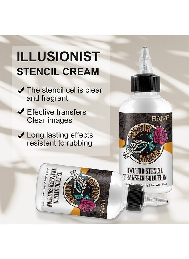 Elaimei - 150ML Tattoo Stencil Transfer Gel Solution, Professional Tattoo Stencil Gel Fresh Stencil Primer Stuff Transfer Cream Gel For Tattooing Stickers Paper Machine Tattoo Supplies, Clear And Long-Lasting - Image 1
