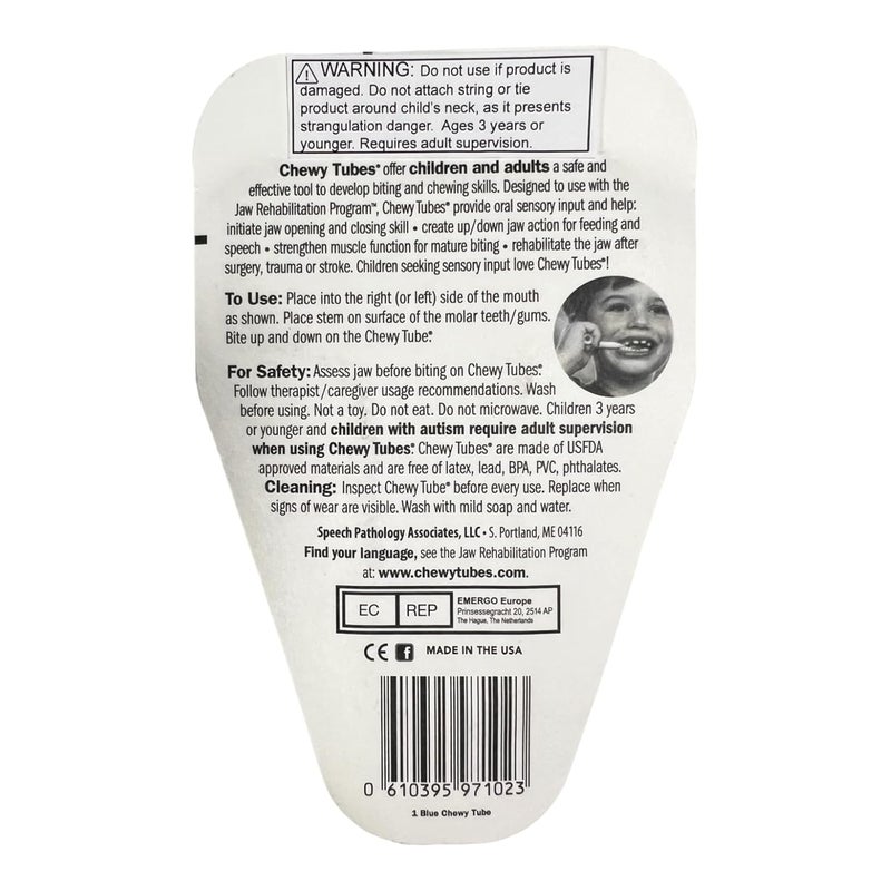Chewy Tubes أنابيب مضغ 1 أزرق كبير أنبوب مضغ أداة علاج حسية للأطفال والبالغين - Image 2