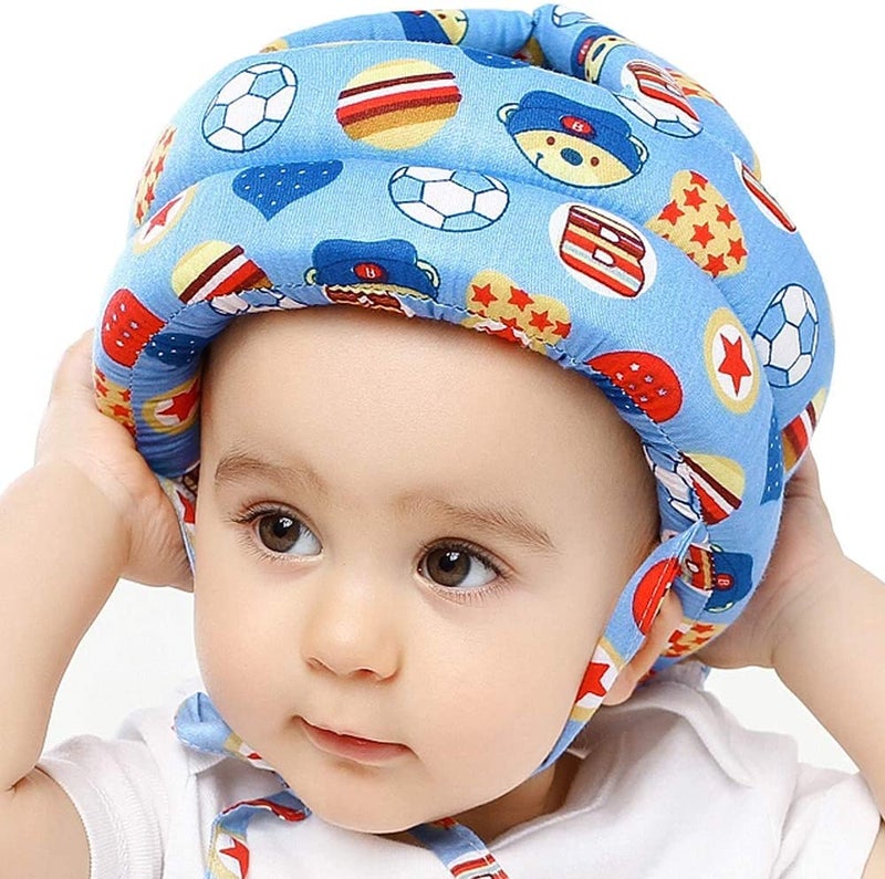 Qiven Toddler Head Protector Upgrade Infant Safety Helmet Breathable Head Drop Protection Soft Baby Helmet for Crawling Walking Headguard Protective Safety Products, BLUE, One Size - Image 1