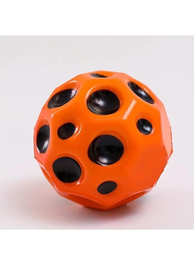 PLAYZO Moon Ball | Bouncy Ball | Porous Bouncy for Kids' Toy with Ultimate Bounce Fun |High Jumping Rubber Space Ball | Orange - Image 1