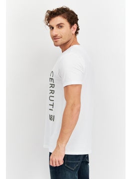 CERRUTI 1881 Men V Neck Short Sleeves Embroidered Logo T-Shirt, White  - Image 2