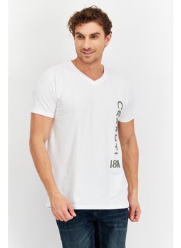 CERRUTI 1881 Men V Neck Short Sleeves Embroidered Logo T-Shirt, White  - Image 1