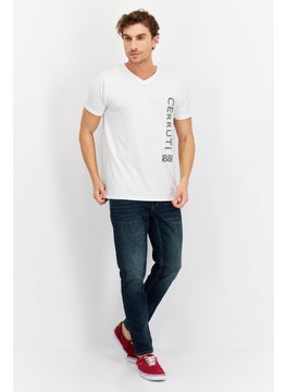 CERRUTI 1881 Men V Neck Short Sleeves Embroidered Logo T-Shirt, White  - Image 4