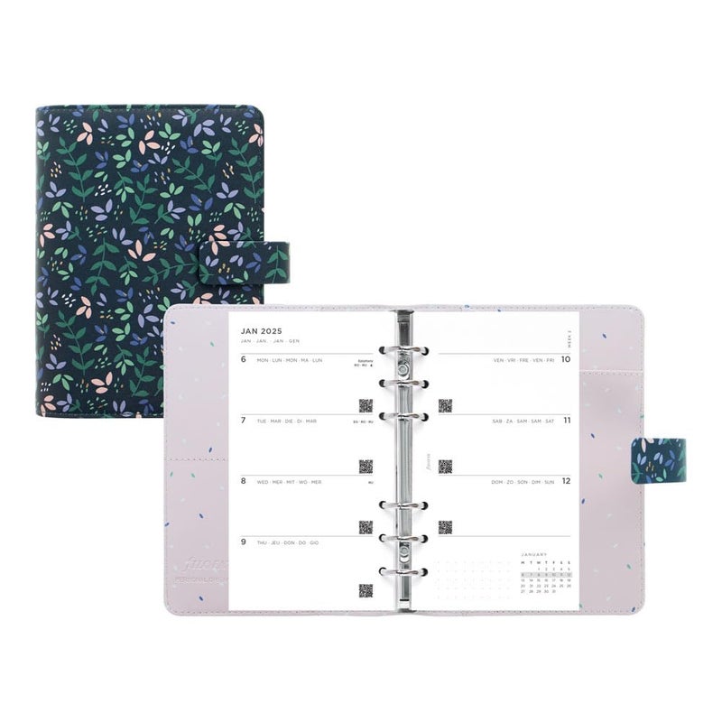 Filofax Garden Organizer Personal Size Dusk LeatherLook Gold Foil Accents Six Rings WeektoView Calendar Diary Multilingual 2025 C02871325 - Image 2