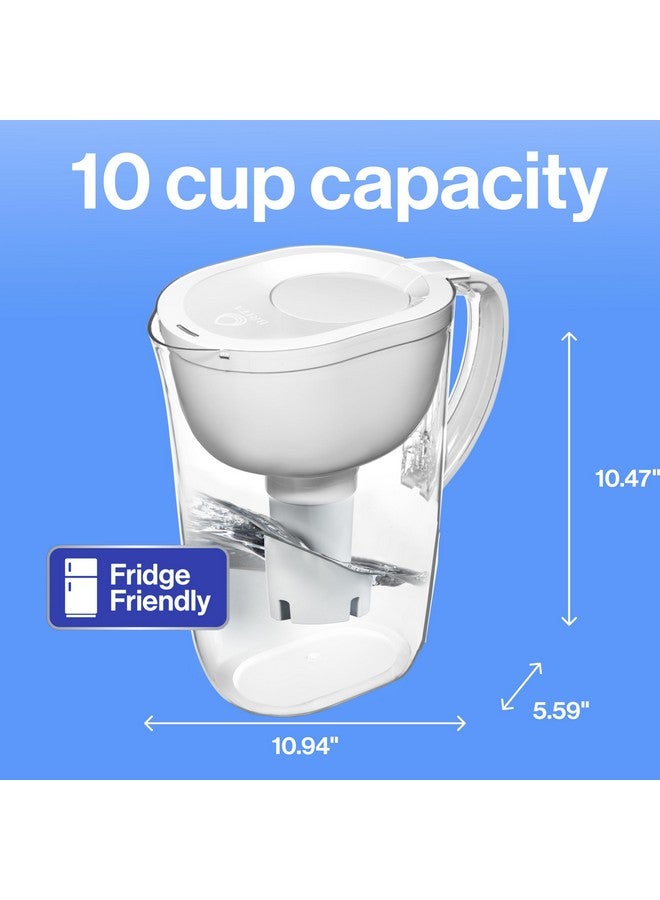 بريتا إبريق فلتر مياه كبير من بريتا لمياه الصنبور والشرب مع مؤشر تغيير الضوء الذكي، يتضمن فلترًا قياسيًا واحدًا، خالٍ من مادة BPA، يدوم لمدة شهرين، سعة 10 أكواب، أبيض ساطع - Image 4