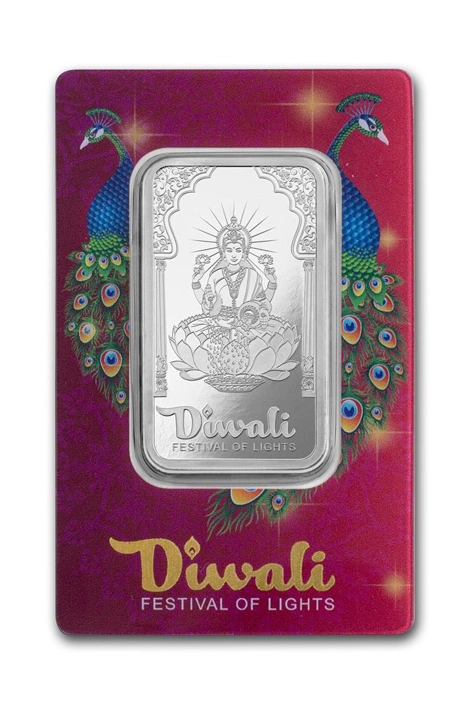 PAMP Suisse Diwali Lakshmi & Peacocks Silver 1 oz Bar - Image 1