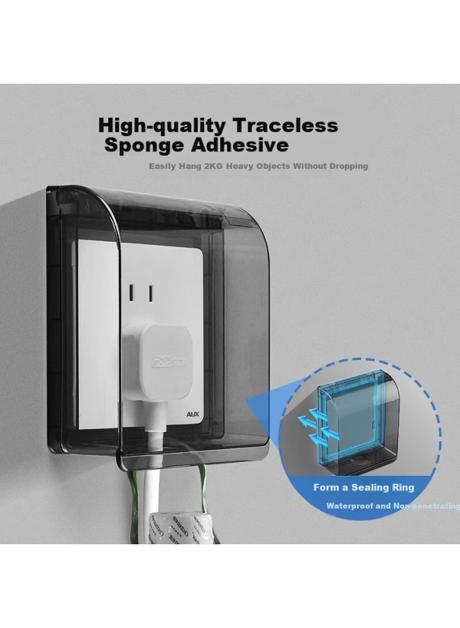 Oaks Aux 86 Switch Socket Panel Waterproof Cover, Leakage Protection, Bathroom Waterproof Box, Bathroom Protective Cover, Plug Water Protection Box, Square White Model - Image 2