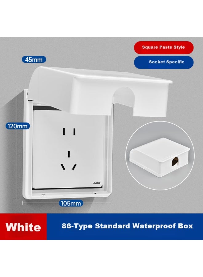 Oaks Aux 86 Switch Socket Panel Waterproof Cover, Leakage Protection, Bathroom Waterproof Box, Bathroom Protective Cover, Plug Water Protection Box, Square White Model - Image 1